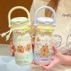 High appearance level, large-capacity insulated cup, 316 stainless steel, cute for girls, double-mouthed straw cup, portable insulated water cup details Picture